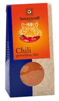 Chili gemahlen bio 40 g Packung
Bio-Chili